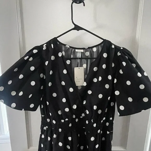 A New Day Black and White Polka Dot Midi Dress - Picture 2 of 5
